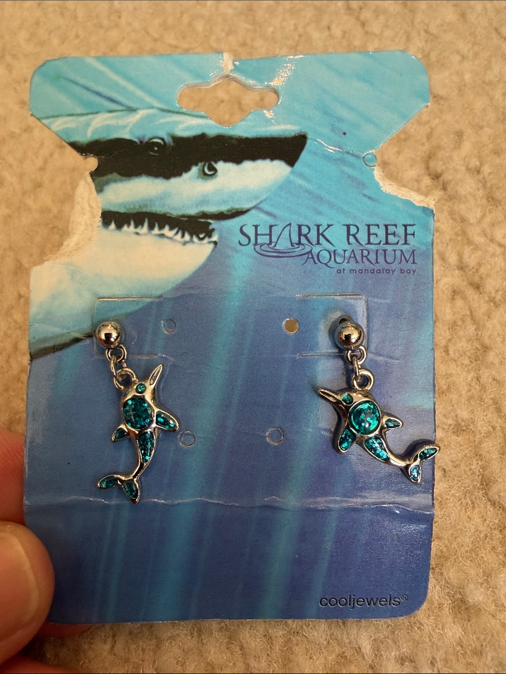 Teal/Silver Dolphin Earrings